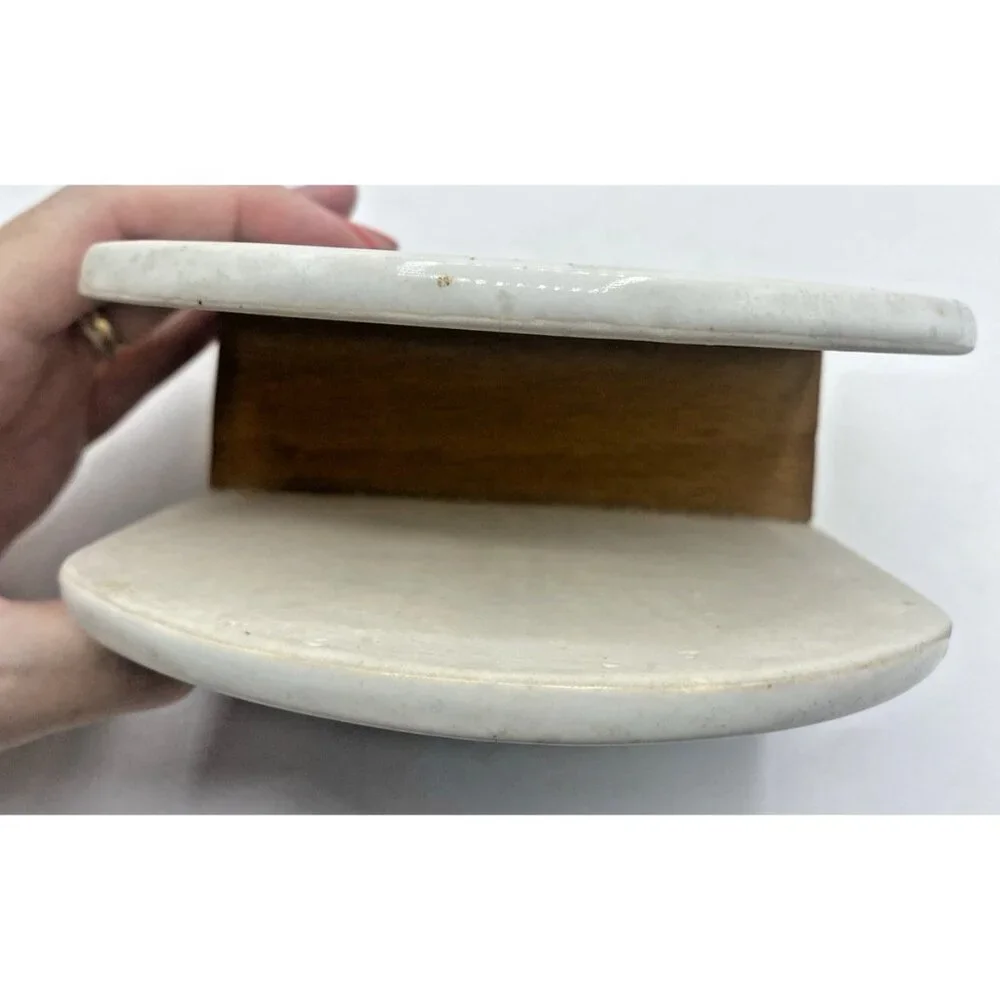 Vintage Handmade Pottery Blue Napkin Holder Coastal Kitchen Decor Seagull